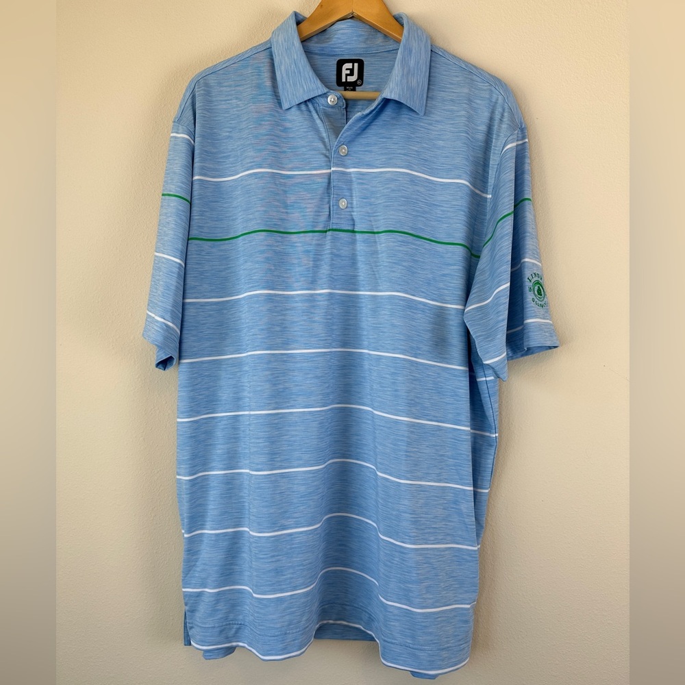 FootJoy‎ FJ Men’s Golf Polo XL Light Blue White Green Striped